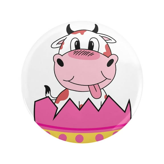 CafePress - Happy Easter Egg Cute Cow Animal Farm 3.5 Button - 3.5" Button