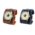thumbnail image 1 of Reloj de pulsera con correa ancha, estilo punk, esfera grande, brazaletes de regalo, pulsera de hip hop, reloj de pulsera para , cumpleaños, negocios Marrón Suave Azul Fernando reloj de pulsera, 1 of 8
