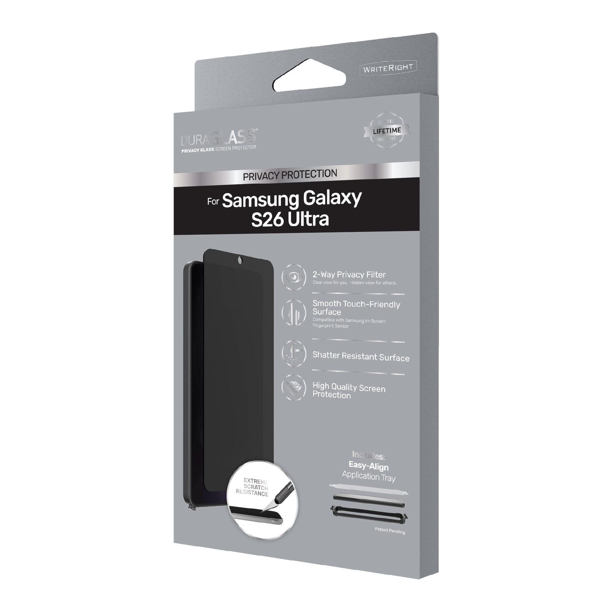 DuraGlass Privacy Glass Screen Protector with 2-Way Privacy Filter for Samsung Galaxy S26 Ultra