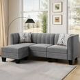 Walsunny 3Seat L Shaped Linen Apartment Size Sectional Sofa