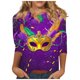 thumbnail image 2 of RKSTN Mardi Gras 3/4 Sleeve T Shirts for Women Top Oversized Crewneck Carnival Mask Print 3/4 Length Sleeve Shirt Womens Casual Round Neck Mask Tuesday Carnival Party Three Quarter Sleeve Tee Shirt, 2 of 5