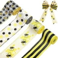 thumbnail image 2 of Bumble Bee Ribbon Wired Polka Dot Wired Edge Ribbon Bee Vertical Stripe Craft Ribbon Decorative Ribbon for Wrapping, Party Decoration, Hair Bows, 2 of 8