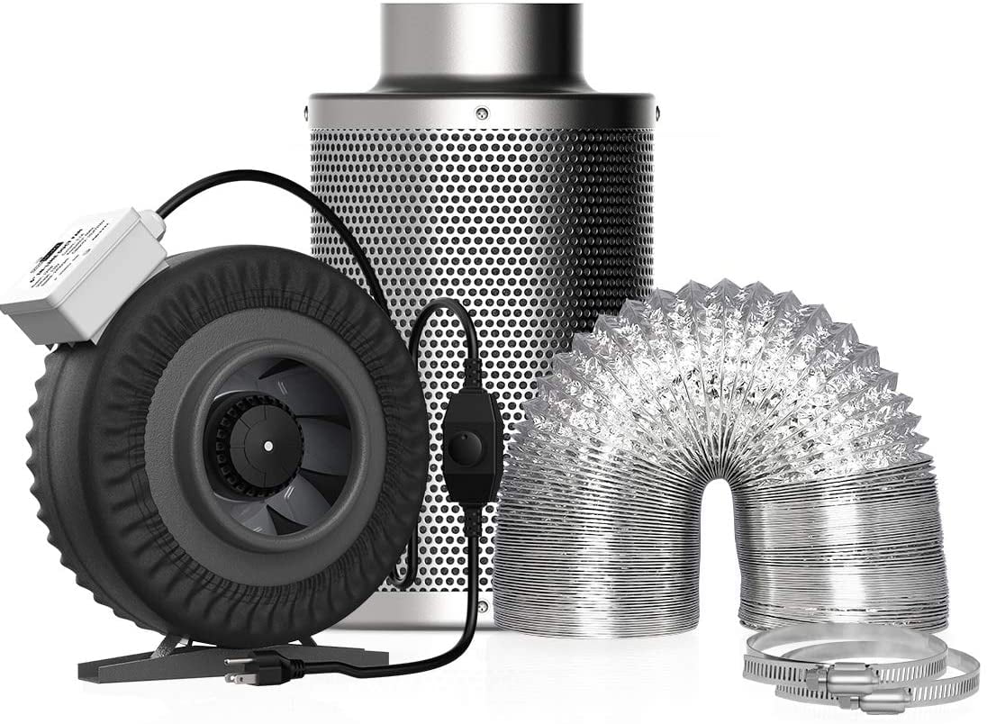 6 Carbon Filter and 16 Feet of Ducting Combo VIVOSUN Air Filtration Kit 6 Inch 440 CFM Inline Fan 