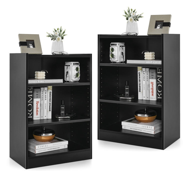 Resenkos Bookshelf,Shelf, Open Bookcase Book Shelf,Storage Shelf Unit Plant Stand,2-Tier Bookcase Open Display Rack Cabinet with Adjustable Shelves-Rustic Black