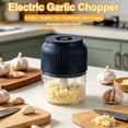 thumbnail image 5 of Electric Garlic Chopper Mini, Electric Garlic Crusher, 2 Blade Mini Electric Food Chopper, 300ml Plastic Jar, Portable Vegetable Mincer, Kitchen Small Food Cordless Processor,5.11 in,Black, 5 of 6