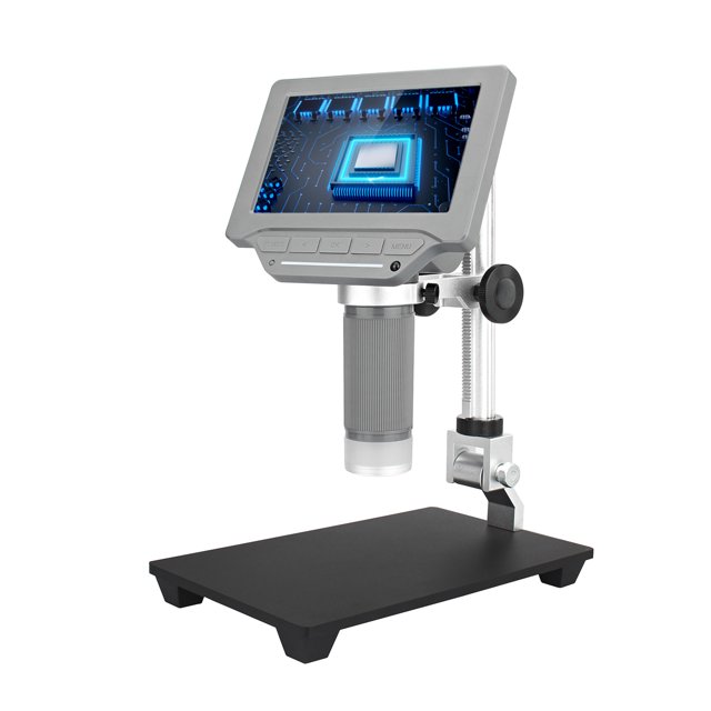 Microscopio Irfora Microscopio de video con pantalla LCD de 5 pulgadas con tarjeta TF de 32 GB Microscopio 1000X y telescopio 1080P con control remoto IR, soporte de metal ajustable y soporte de luz L Irfora Microscopio