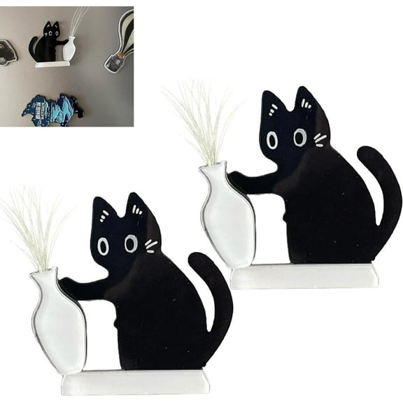 Cat Whiskers Holder, Cat Whisker Vase, Container, Magnet Acrylic Pet Memorial Decor Refrigerator Ornament Cute Desk Wall Decor Cats Fur Holder, Strong Magnetic, No Slippage, for Keepsake