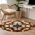 thumbnail image 4 of Round Rugs 4Ft, Boho Ethnic Round Area Rug Washable Indoor Throw Carpet, Modern Abstract Geometric Art Soft Non Slip Circle Rug for Kitchen Nursery Room Home Decor Aesthetic, 4 of 8