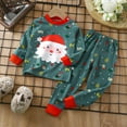 thumbnail image 3 of Fesfesfes Toddler Outfits Kids PJS Boys Big Girls Clothing Sets Christmas Santa Claus Print Long Sleeved Home Wear Clothes Suit 2-3 Years(110), 3 of 4