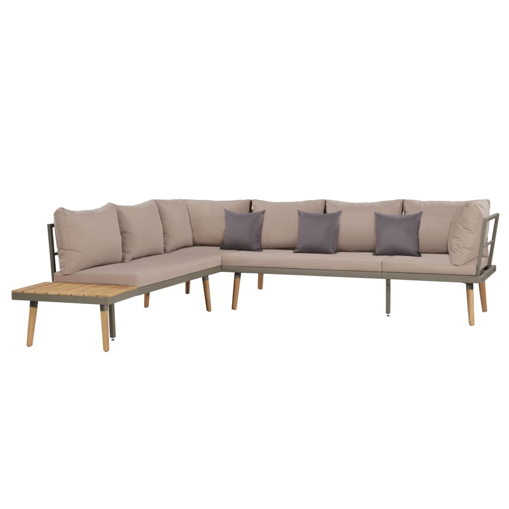 Kepooman Outdoor Patio L-Shape Sofa Set with Cushion & Pillows, Set of 4, Brown Kepooman Outdoor Patio L-Shape Sofa Set with Cushion & Pillows, Set of 4, Brown