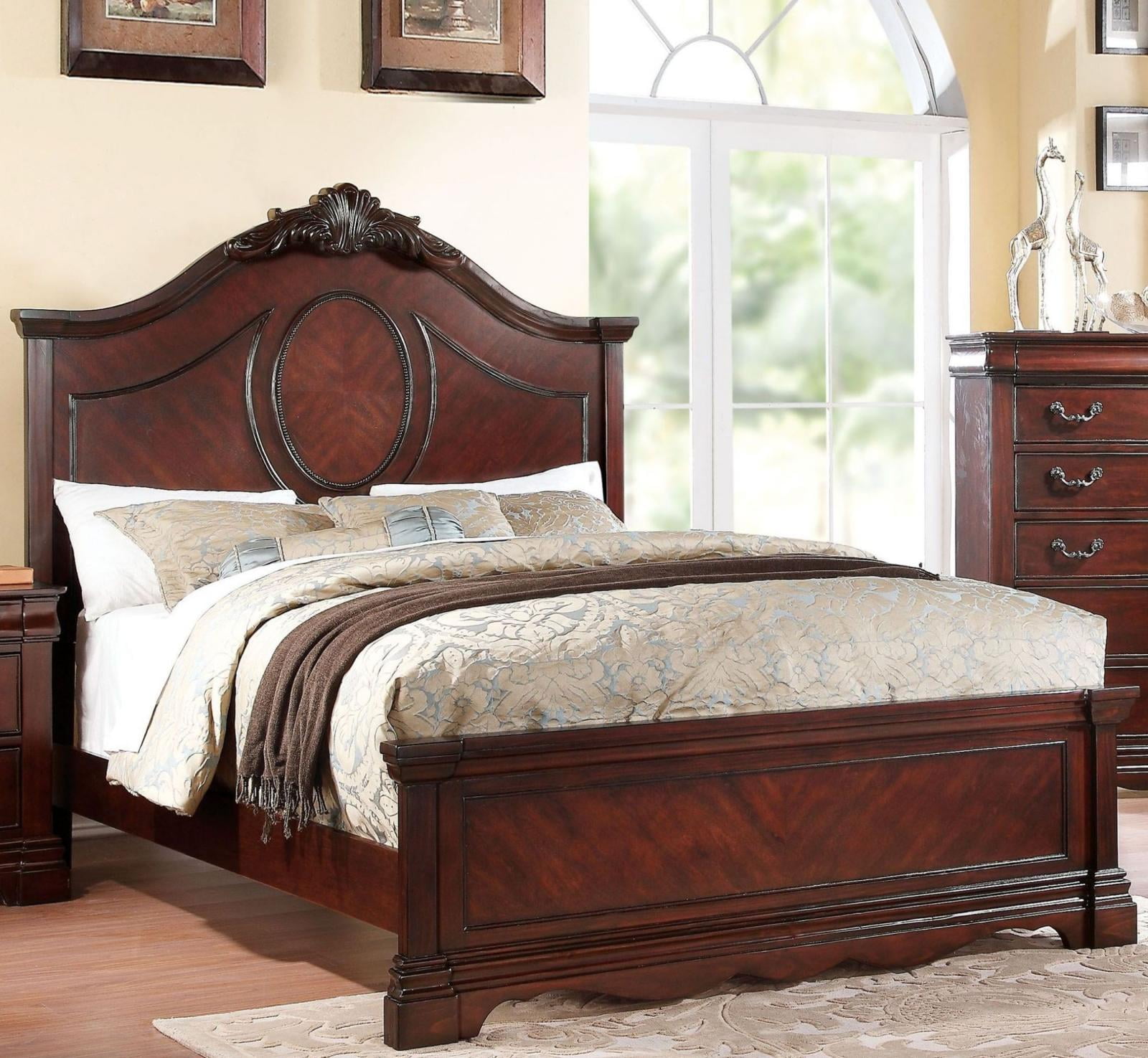 Dark Cherry Queen Panel Bed Estrella 20730Q Acme Classic Traditional