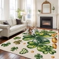 thumbnail image 2 of St Patrick's Day Area Rugs 5'x7', Small Throw Rugs for Laundry Room Playroom, Green Shamrock Leaf Gold Coin Retro Beige Indoor Outdoor Rug Non-Slip Low Pile Carpet Runner Reversible Floor Mats, 2 of 8