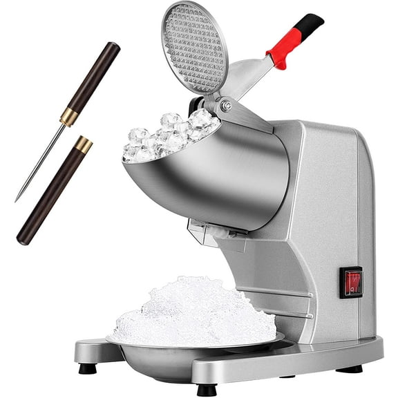 SPECSTAR 11 Inch Height Electric Ice Shaver Crusher, Snow Cone Maker Machine with Dual Blades, 143lbs/hr for Home and Commercial Use, Silver
