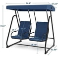 thumbnail image 2 of 2 Person Porch Swing Chair, Heavy Duty Outdoor Patio Swing Glider with Adjustable Canopy & Removable Cushions, Independent Swing Chairs for Garden, Balcony, Poolside, Backyard, Dark Blue, 2 of 9