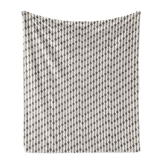 Stripe Soft Flannel Fleece Throw Blanket, Continuous Pattern with Abstract Grungy Geometric Shapes on Lines, Cozy Plush for Indoor and Outdoor Use, 50" x 60", Eggshell Charcoal Grey, by Ambesonne