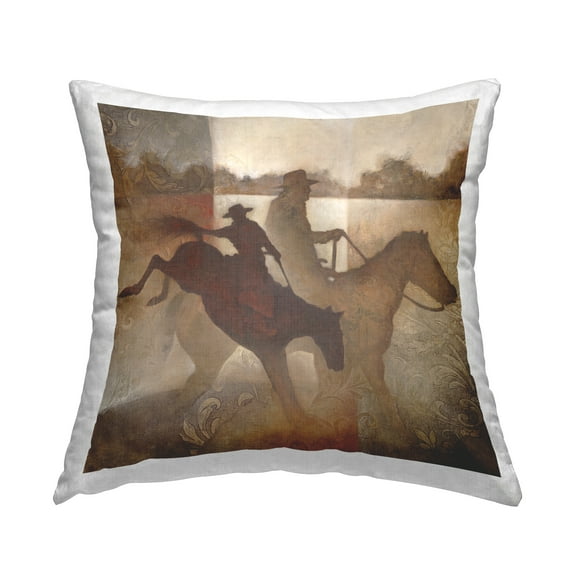 Stupell Industries Brown Cowboy Abstract Decorative Printed Throw Pillow, 18 x 18