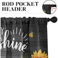 thumbnail image 3 of Sunflower Kitchen Window Curtains Valance and Tier Set 36 Inch Farmhouse Wooden Background Rod Pocket Short Tier Curtain, Vintage Sunshine Small Drapes for Kitchen Decor, 3 of 6
