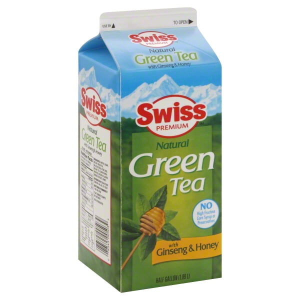 Swiss Premium Natural Green Tea with Ginseng & Honey, Half Gallon