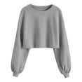 thumbnail image 5 of Women's Plus Size Corduroy Long Sleeve Crew Neck Top Cropped Loose Casual, 5 of 9