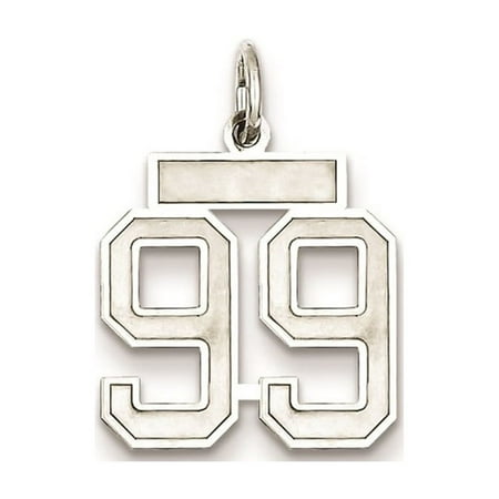 Diamond2Deal 925 Sterling Silver Rhodium-Plated Satin Number 99 Charm Pendant for Women