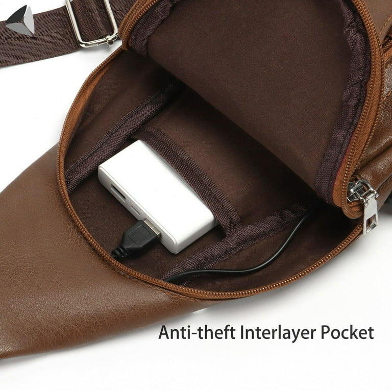 Men's Leather Backpack Sling Bag Crossbody Purse Handbags Chest  Shoulder Travel