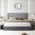 thumbnail image 1 of VECELO Queen Size Bed Frame with 4 Large Storage Drawers, Modern Tufted Upholstered Platform Bed with Adjustable Headboard, No Box Spring Needed, Dark Gray, 1 of 9