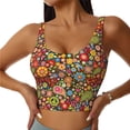 thumbnail image 1 of Balery Hippie Peace Love Sujetadores deportivos con espalda cruzada para mujer, acolchados, sin costuras, de alto impacto, ideales para yoga, gimnasio, entrenamiento y fitness.-, 1 of 8