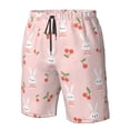 thumbnail image 4 of Wukai Rabbit And Cherry Print Beach Trunks with Compression Liner Swimsuit Quick Dry Beach Sports Shorts with Pocket-XX-Large, 4 of 6