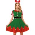 thumbnail image 1 of Pour g et PL Robe de Noël à Manches Courtes Imprimé 3D pour Femmes Elf, 1 of 8