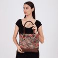 thumbnail image 2 of Sishka Floral Hand Crafted Womens Tapestry Leather Tote Bag – Fabric Shoulder Purse with Trim & Top Handle for Daily Wear & Events, 2 of 8