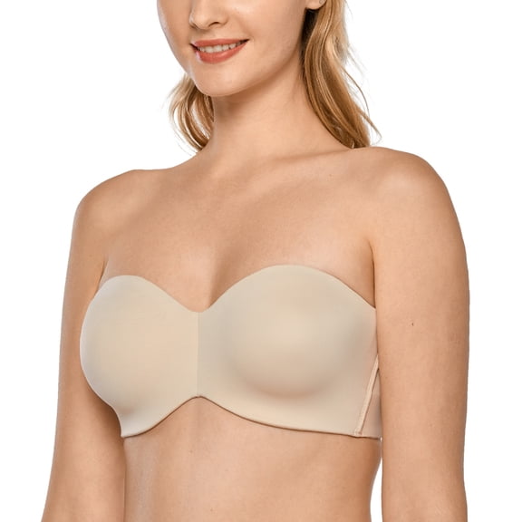 DELIMIRA Women's Strapless Bra Unlined Underwire Minimizer Plus Size Bras