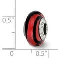 thumbnail image 2 of Beautiful Sterling Silver Reflections Red/Black Stripes Italian Murano Bead, 2 of 2