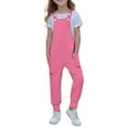thumbnail image 2 of MKOSPLRT Girls Overalls Kids Casual Sleeveless Jumpsuits Square Neck Cinch Bottom Overalls Solid One Piece Rompers with Pockets 5-14 Years, 2 of 6