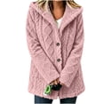 thumbnail image 4 of Perfectbot Women's Sherpa Hooded Coat, Button Down Chunky Cable Warm Winter Outerwear with Pockets, 4 of 8