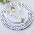 thumbnail image 2 of 13" Glass Chargers - Pack of 2 - Silver Mirrored Glass with Diamond Beaded Rim Charger Plates Reusable For Dinner Wedding Party Events, 2 of 18