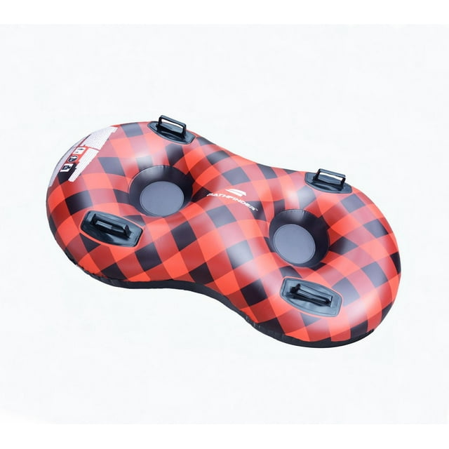 Pathfinder 61" Inflatable Unisex Double Snow Tube with winter plaid graphics, for ages 3 – 6 years