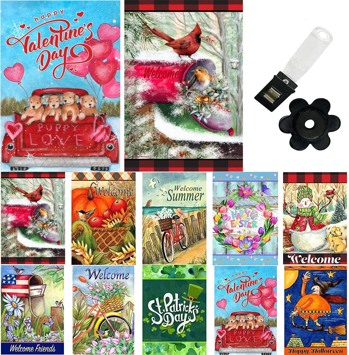 Seasonal Garden Flag Set of 10 12 x 18 inch Yard flag Decorations