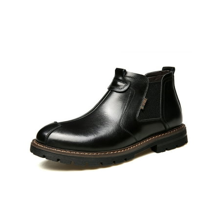 

Ferndule Men Round Toe Ankle Boots Business Comfort Elastic Lightweight Winter Shoes Black 8