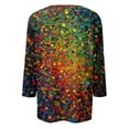 thumbnail image 4 of Mardi Gras Shirts for Women Glitter Crew Neck Party Tops 3/4 Sleeve Sparkly Green Tunic Tops Vermilion XL, 4 of 7