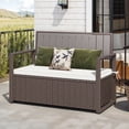 thumbnail image 2 of Craftian 70 Gallon PE Rattan Patio Deck Box, All-Weather Outdoor Storage Bench, Brown, 2 of 10