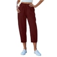 thumbnail image 2 of Admvng Linen Capri Pants for Women Elastic Waist Summer Casual Comfortable Cropped Pants, 2 of 9