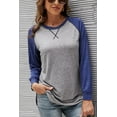 thumbnail image 3 of Chemises à Manches Longues pour Femmes Col Rond Raglan Tunique Décontractée Haut Ample Coton T-Shirt d'Automne, 3 of 5