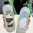thumbnail image 2 of Vaso de agua con pajita de plástico de gran capacidad para estudiantes mujeres y hombres, estilo coreano, botella de agua portátil de verano de gran valor estético, 2 of 6