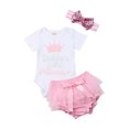 thumbnail image 1 of xiaxaixu Combinaison d'Été pour Bébé Haut à Manches Courtes + Short Solide + Bandeau, 1 of 8