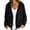 Black, variant on Women Button Hooded Sweatshirt Jacket Soft Lightweight Hoodies Cardigan with Drawstring Hem Side Pockets Loose Fitting Casual Daily Outwear Blue M