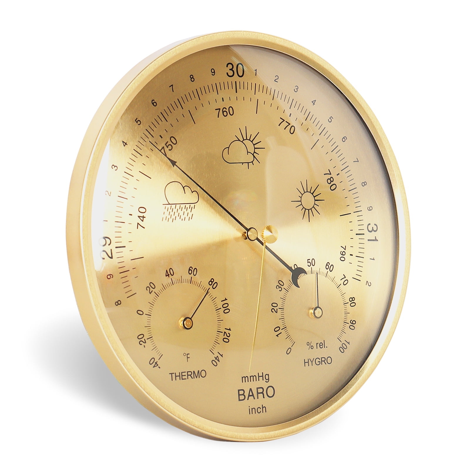 FOUNDLDF 3-in-1 All-Season Wall Hanging Thermometer, Barometer, Hygrometer | Accurate Weather Station for Home and Office | Fahrenheit Edition in/Outdoor