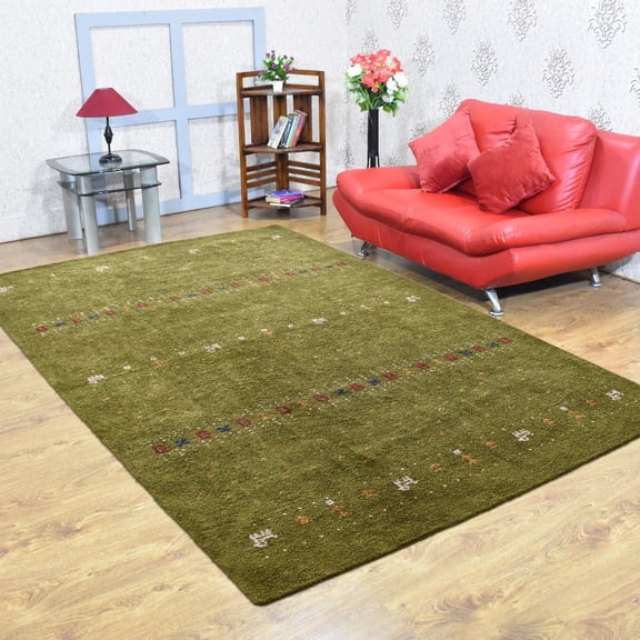 Rugsotic Carpets Handmade Rugs Hand Knotted Loom Rectangle 3'x5' Green Silk Mix for Indoor Use