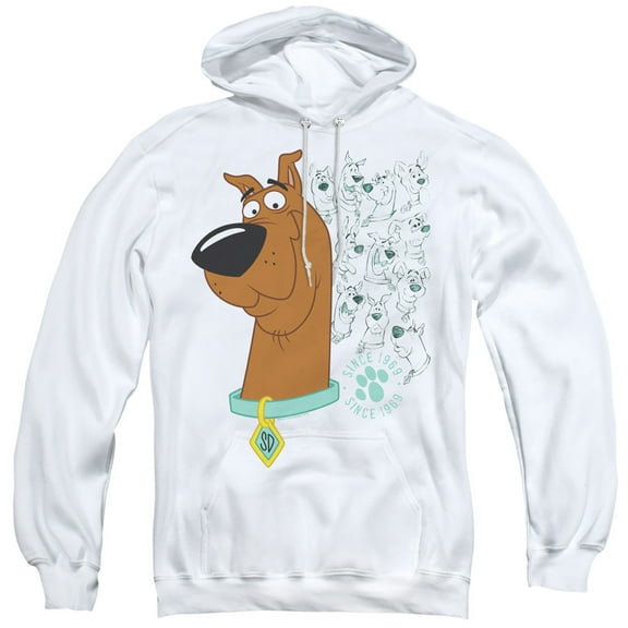 Scooby Doo Evolution Of Scooby Doo Adult Pullover Hoodie Sweatshirt White