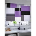 thumbnail image 5 of Black Purple Patchwork Sheer Curtains 2 Panels Set Abstract Geometric Art Lihgt Filtering Rod Pocket Voile Drape, Semi Sheer Window Curtains for Bedroom Living Room, 52"x54", 5 of 5