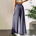 thumbnail image 4 of Qgtaibl Women's Flowy Wide Leg Pants High Waist Lightweight Palazzo Trousers Casual Loose Fit Chiffon Pants for Vacation & Daily Wear Gray M, 4 of 7
